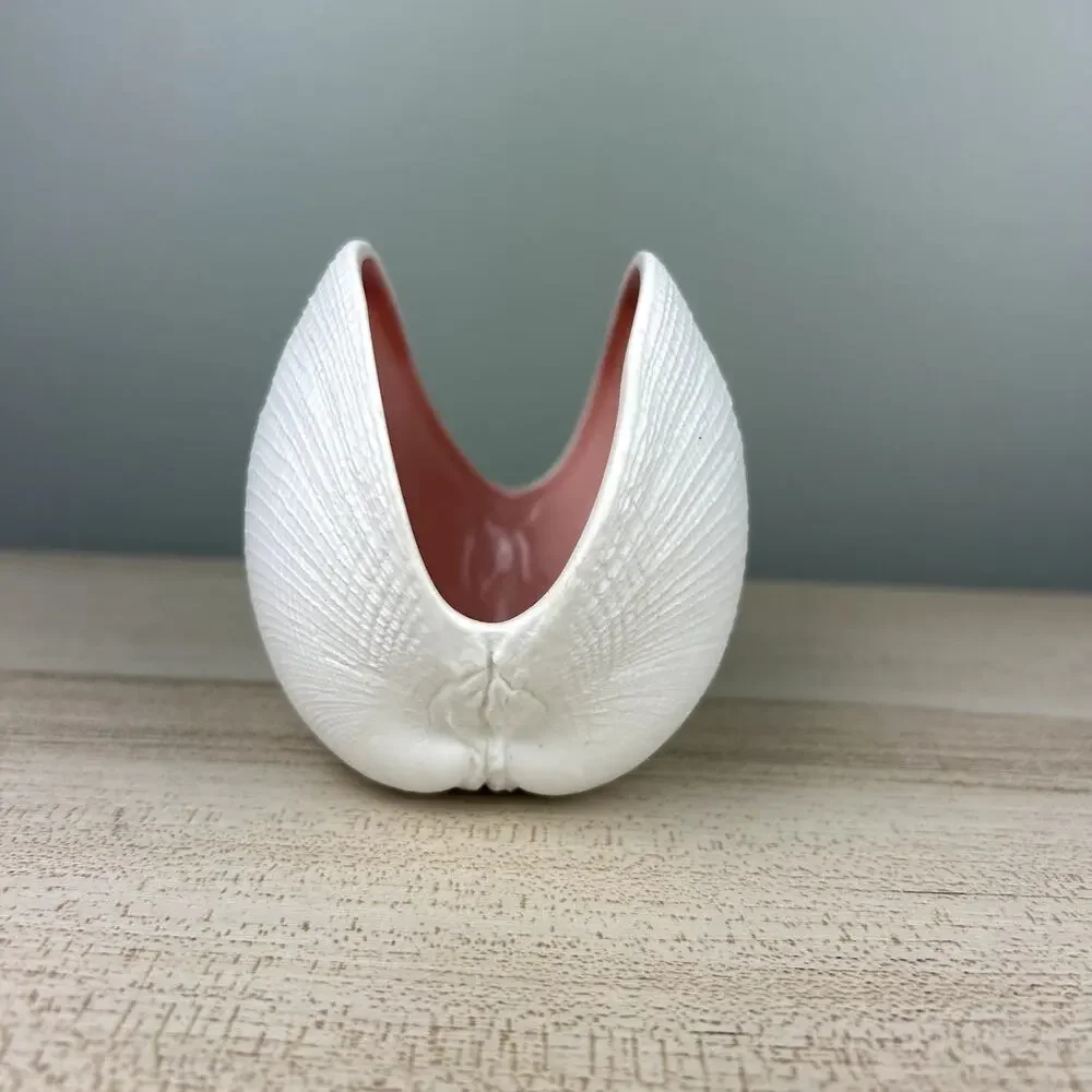 Ceramic Seashell Clam Shell Home Decor Vase Tray Beach Shore Vacation House Sea - Picture 4 of 9